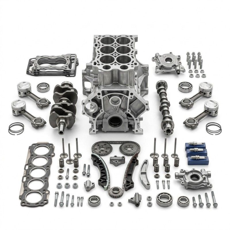 Complete automotive engine assembly with tested components for Chevrolet vehicles
