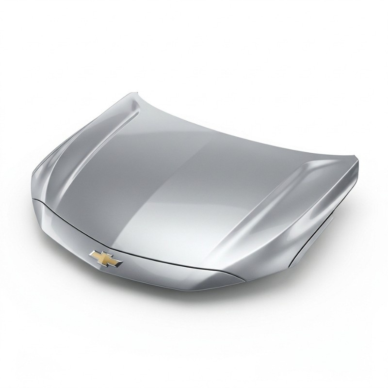 Car bonnet and hood of Chevrolet vehicle showing front engine cover in clean condition