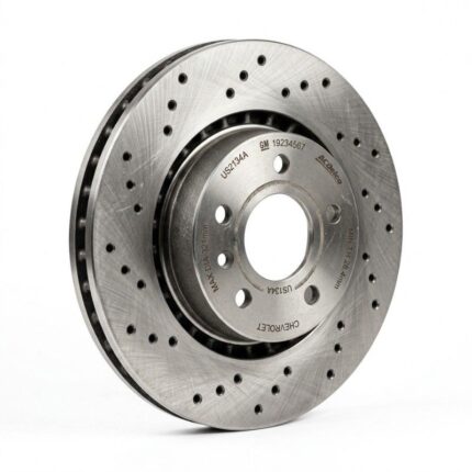 Close-up view of automotive brake disc used spare part for Chevrolet and other American vehicles in UAE