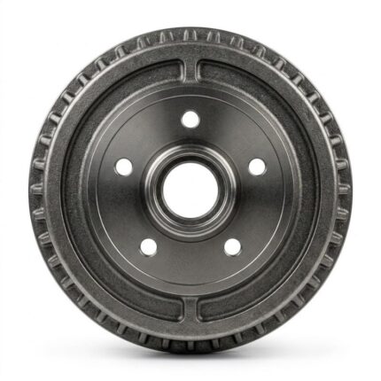 Close-up view of brake drum auto spare part for durable and efficient wheel braking system