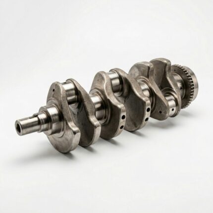 Close-up view of automotive crankshaft used spare part for engine repair