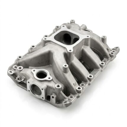 Close-up view of intake manifold used spare part for American cars Chevrolet GMC