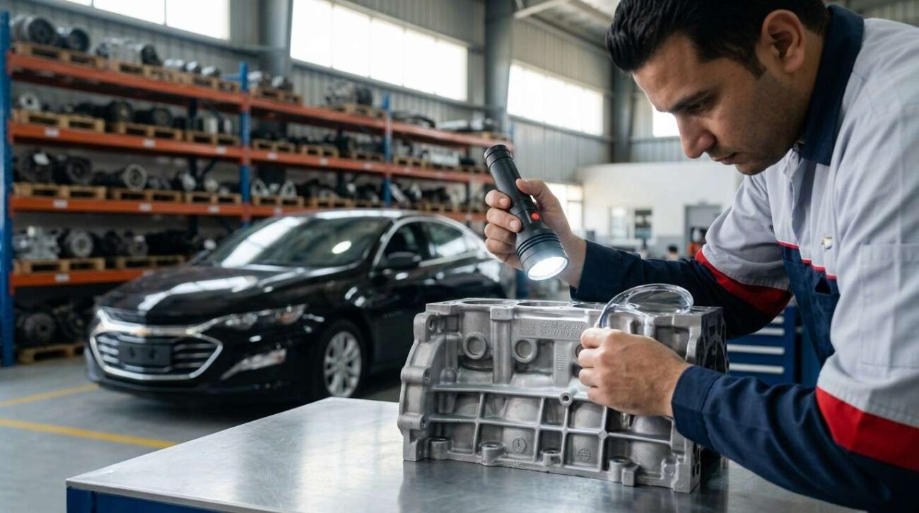 Busy spare parts market in Sajja Industrial Area Sharjah with used Chevrolet parts shops