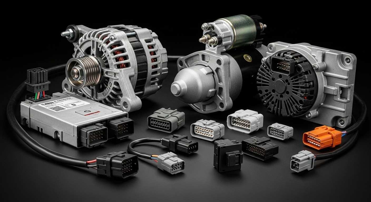 Used electrical parts for Chevrolet, GMC, Cadillac, and Ford vehicles available in Sharjah, including alternators, starters, wiring, and control modules.