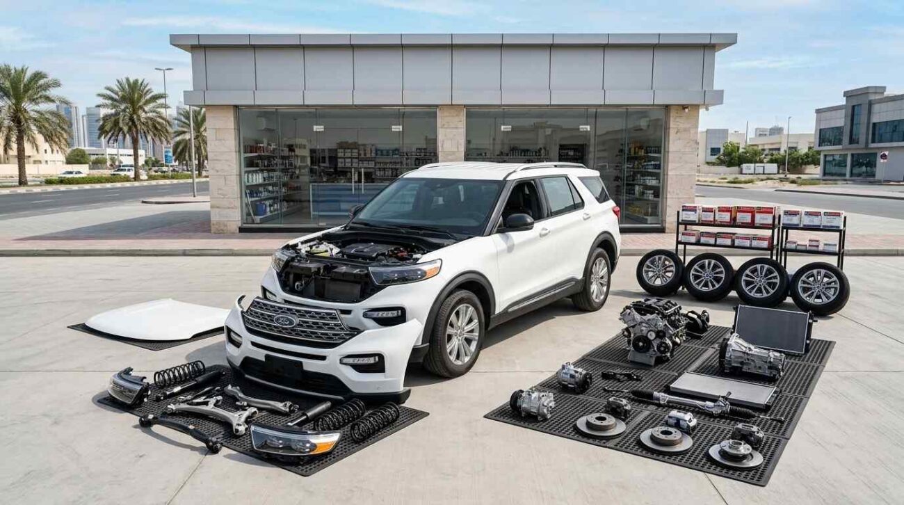 Genuine Ford auto spare parts in Abu Dhabi with OEM used engine, transmission, and body parts.