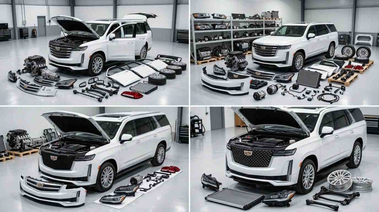 Used Cadillac bumper, doors, headlights, fenders, and body parts in Sharjah.