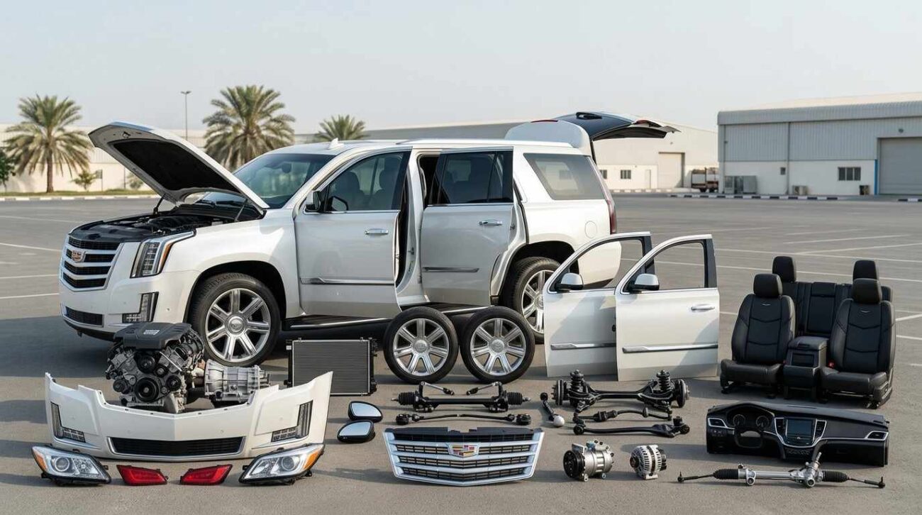 Cadillac used spare parts in Sharjah with OEM suspension, electrical, AC, and engine components.