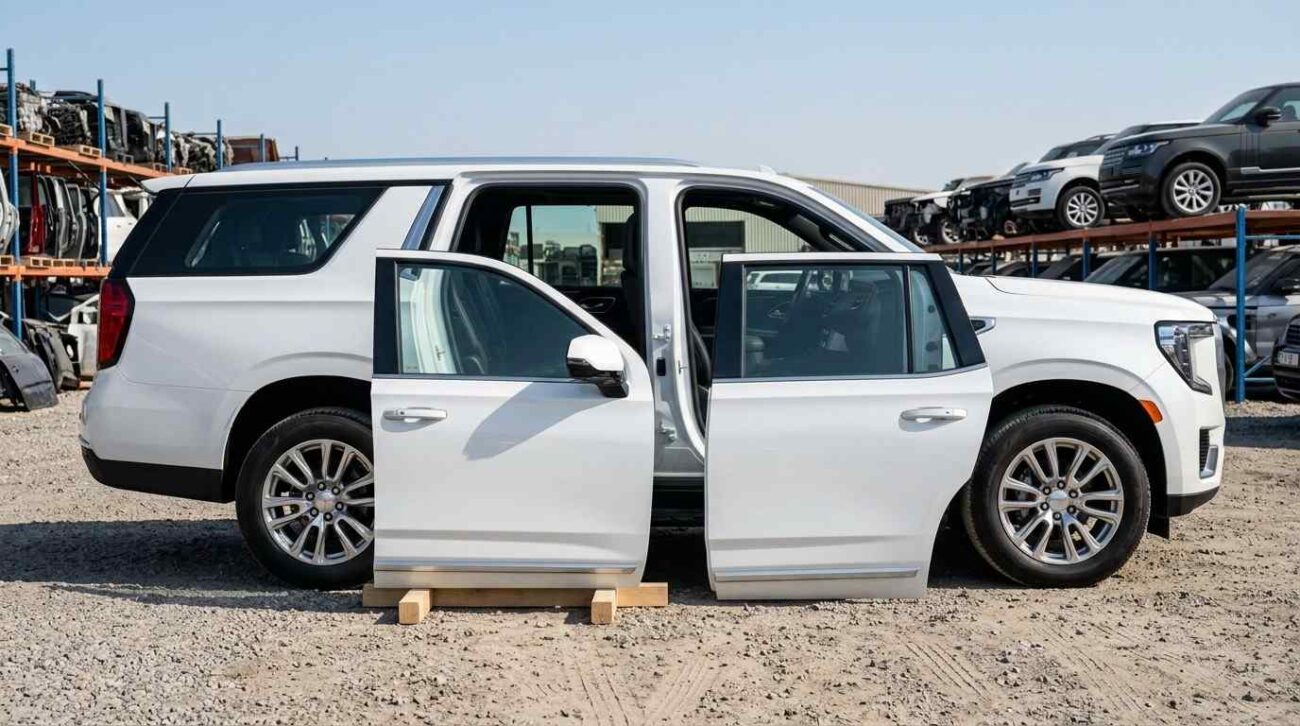 GMC body parts including doors, bumpers, headlights, and mirrors in Sharjah