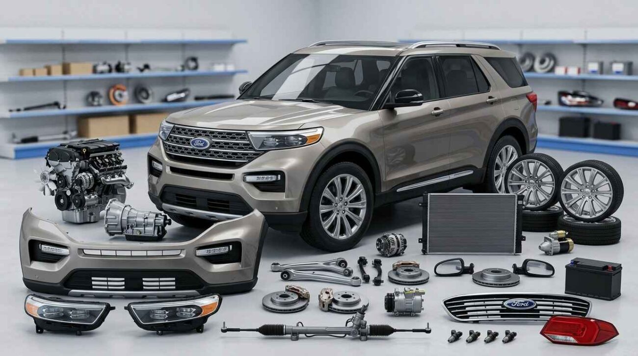 Genuine Ford body parts including bumper, hood, doors, and fenders in Abu Dhabi